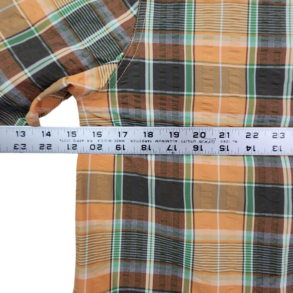 The North Face M Orange Plaid Short Sleeve Button Down Hiking Outdoor Gorpcore M